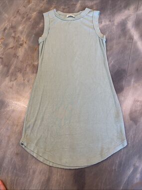 Sleeveless Ribbed Tank Dress in Soft Sage